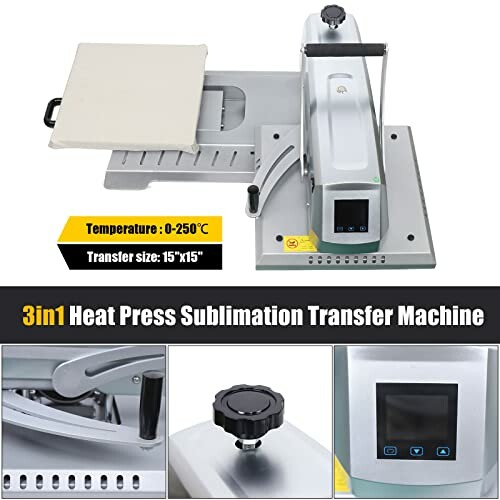 3in1 heat press sublimation transfer machine with temperature control and digital display