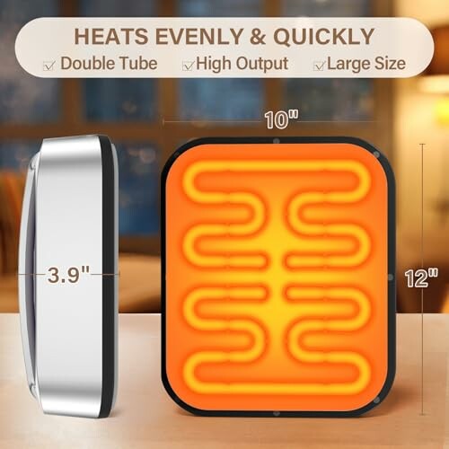 Electric heating pad with dimensions and features highlighted.