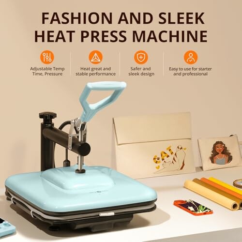 Fashion and sleek heat press machine with adjustable settings, ideal for beginners and professionals.