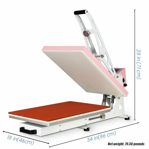 Open heat press machine with dimensions