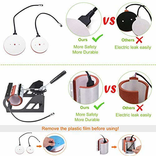 Comparison of heat press accessories highlighting safety and durability differences.